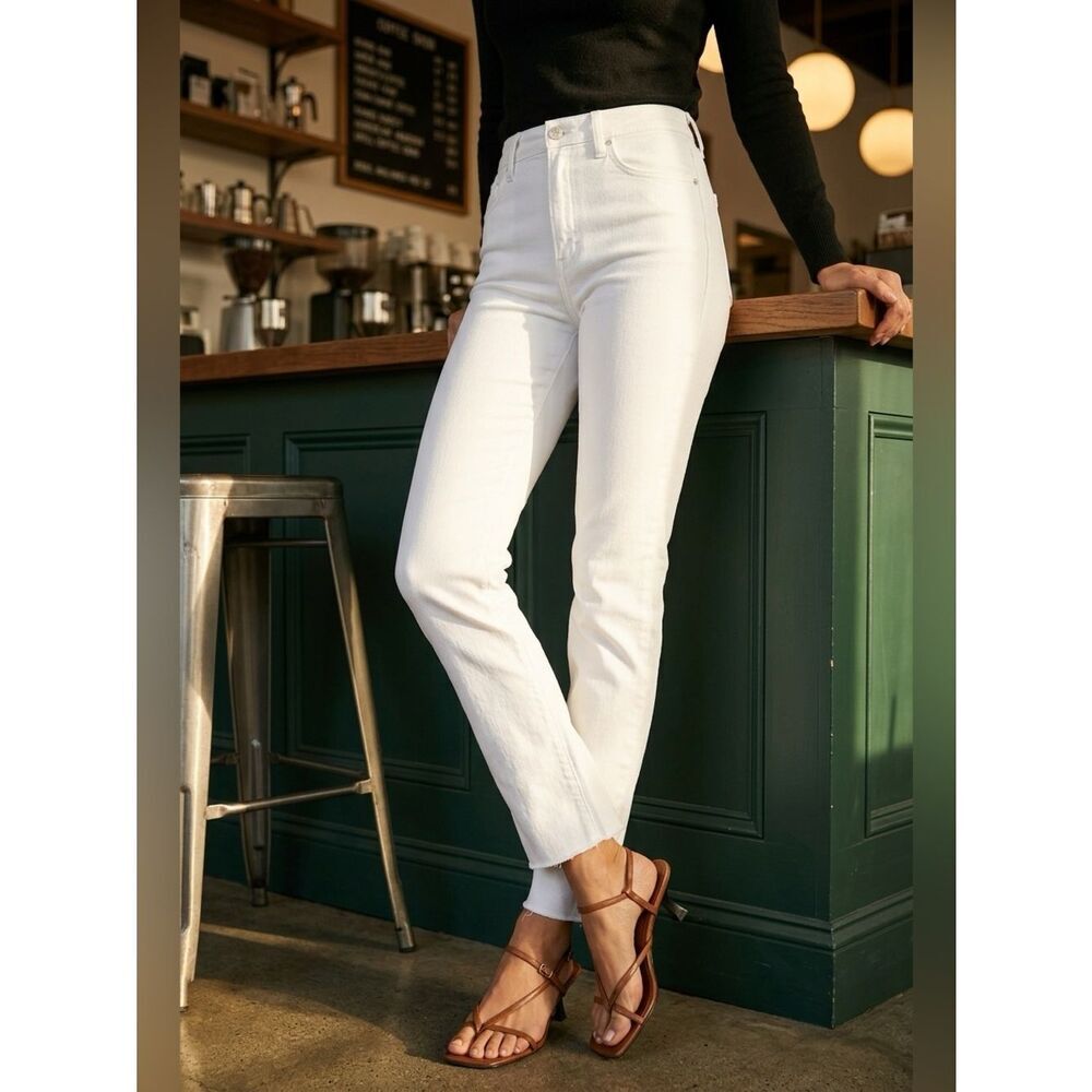 NWT EDWIN Women’s Bree High Rise Skinny Jeans Raw Hem Optic White - Size 28